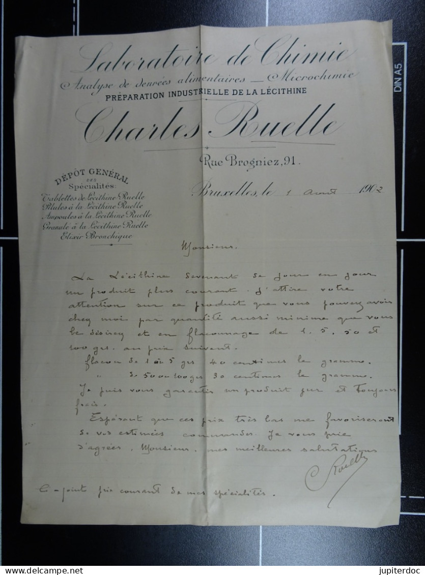 Laboratoire De Chimie Préparation Industrielle De La Lécithine Charles Ruelle Bruxelles 1902  /28/ - Drogisterij & Parfum