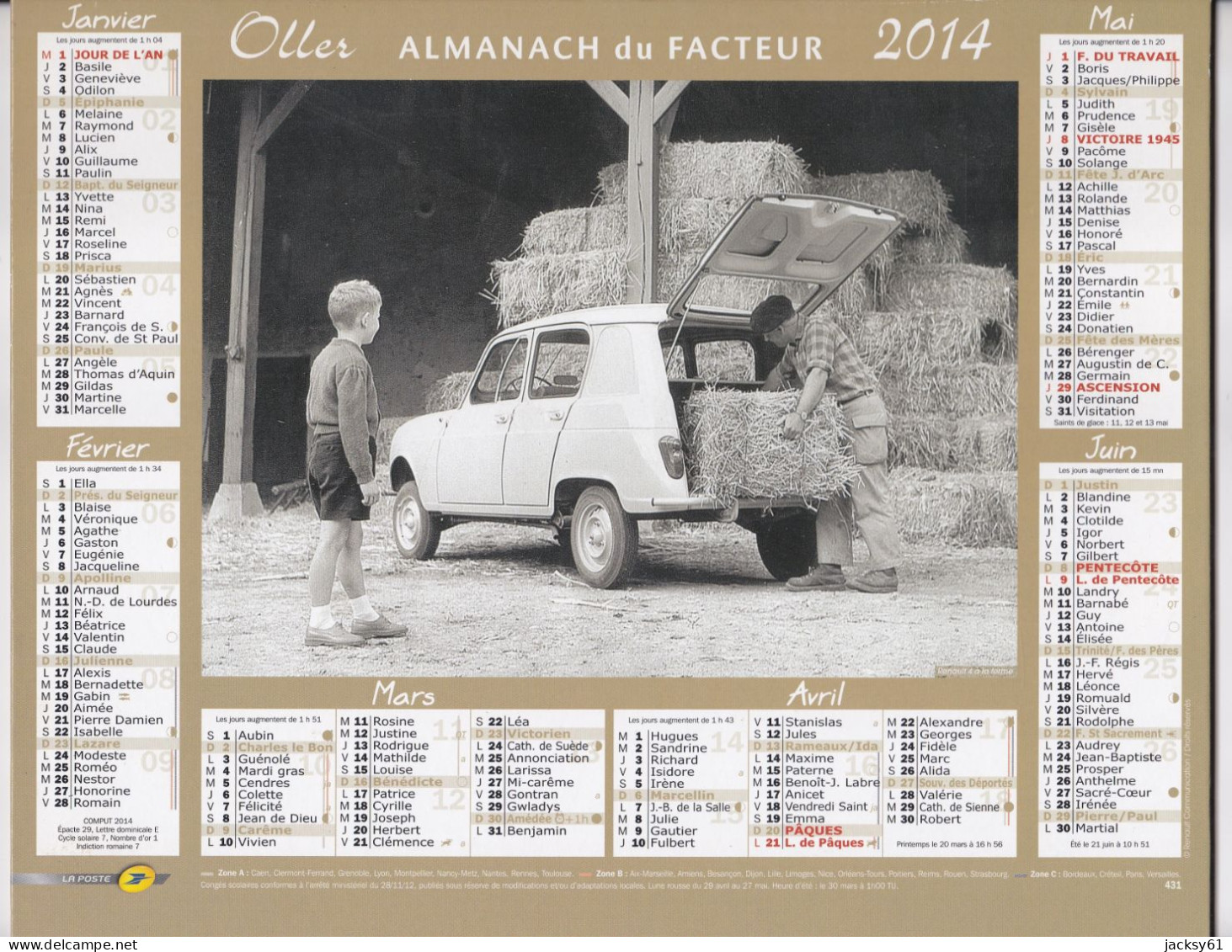 Almanach Du Facteur  2014 - Renault 4 à La Ferme - Citroën 2 CV  AZ - Grand Format : 2001-...