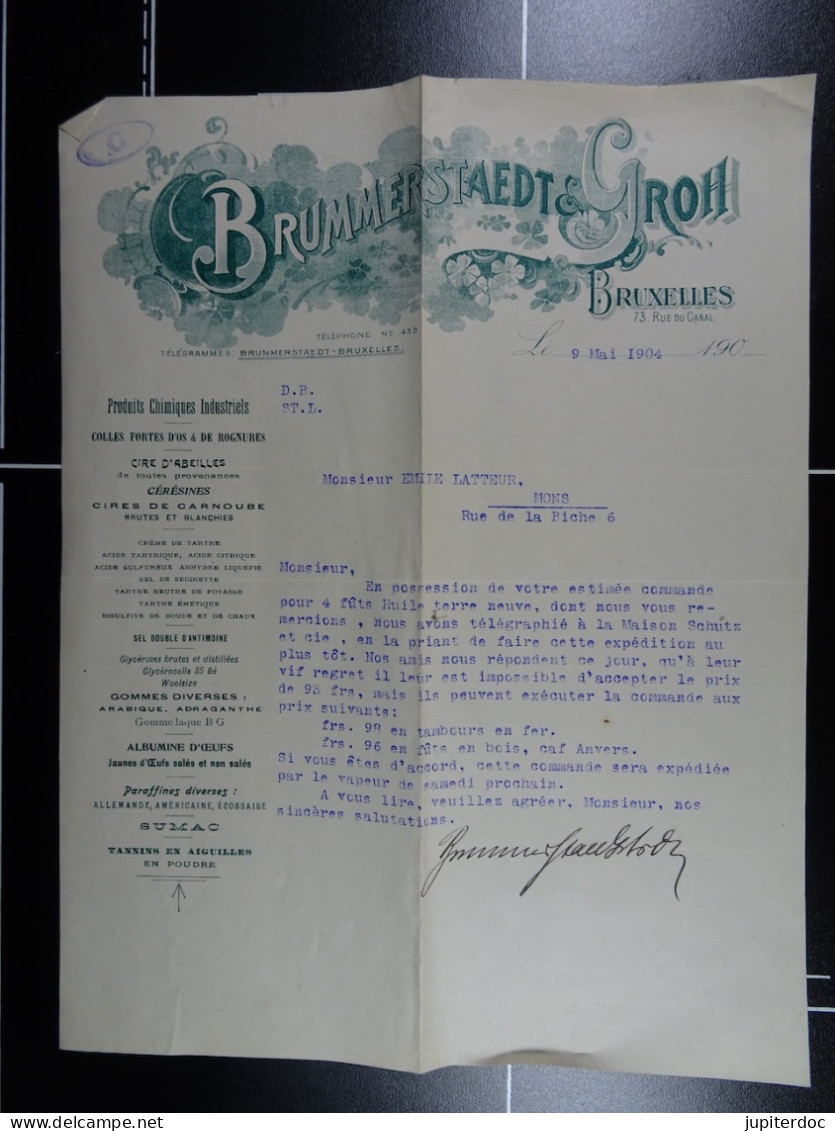 Brummerstaedt & Groh Produits Chimiques Industriels Bruxelles 1904  /33/ - Profumeria & Drogheria