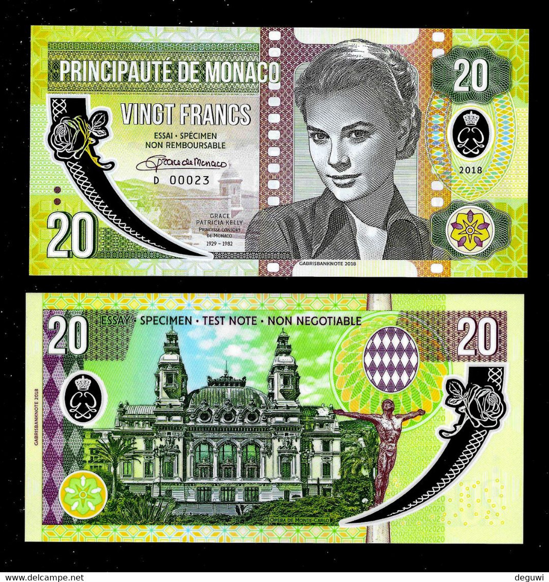 GABRIS 20 Monaco, POLYMER, UNC, 150 X 73 Mm, Essay, Trial, # 102 - Fictifs & Spécimens