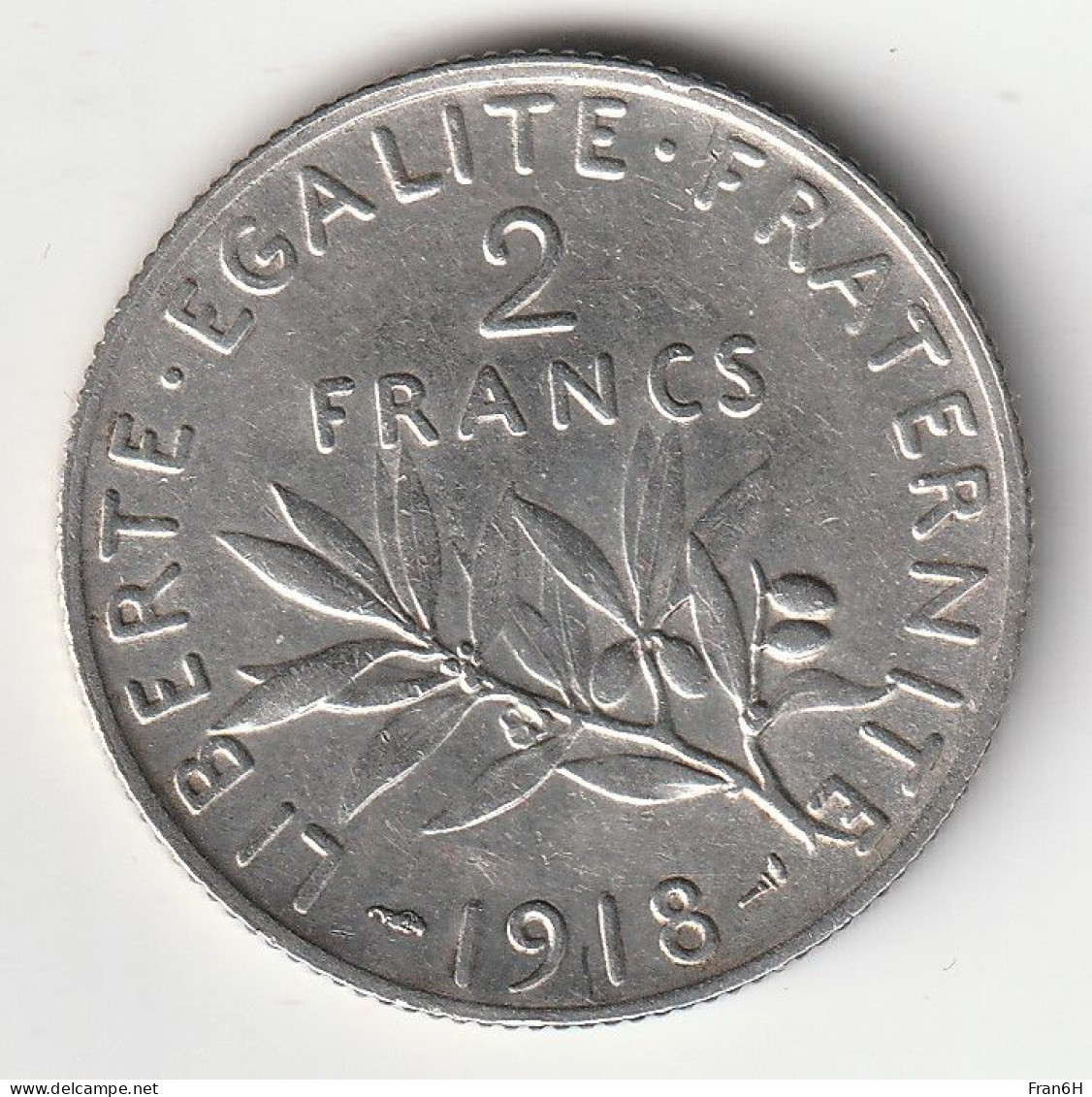 Semeuse 2 Franc Argent 1918 - Silver - - 2 Francs