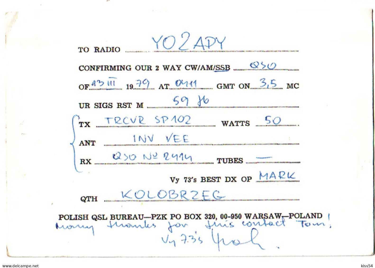 Q 34 - 297-a POLAND - 1979 - Amateurfunk