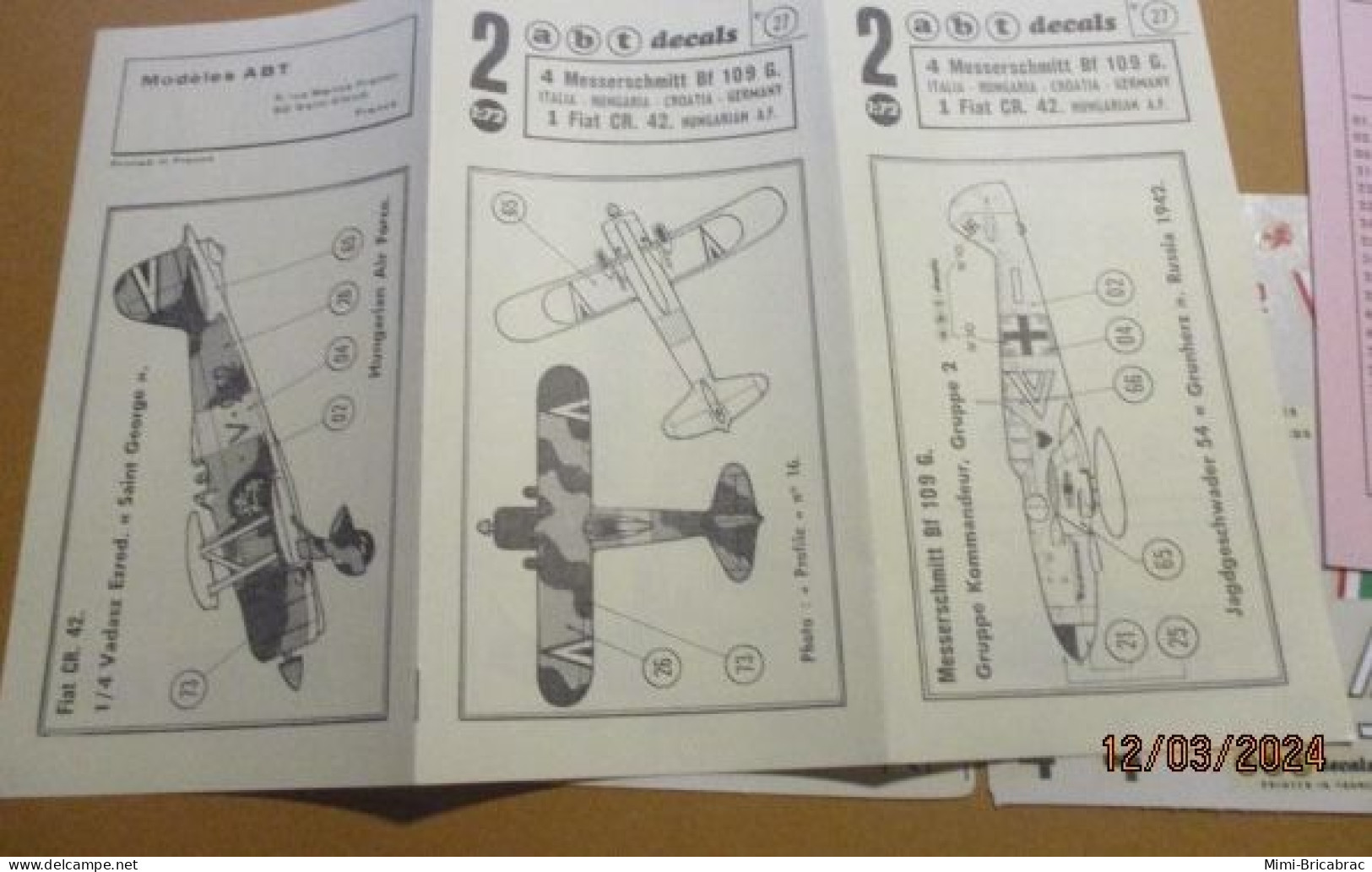 DEC24 : RARE Planche Décals ABT 1/72 Pour 5 AVIONS DE L'AXE 1941-45 : 4 ME 109G ET UN FIAT CR-42 - Flugzeuge