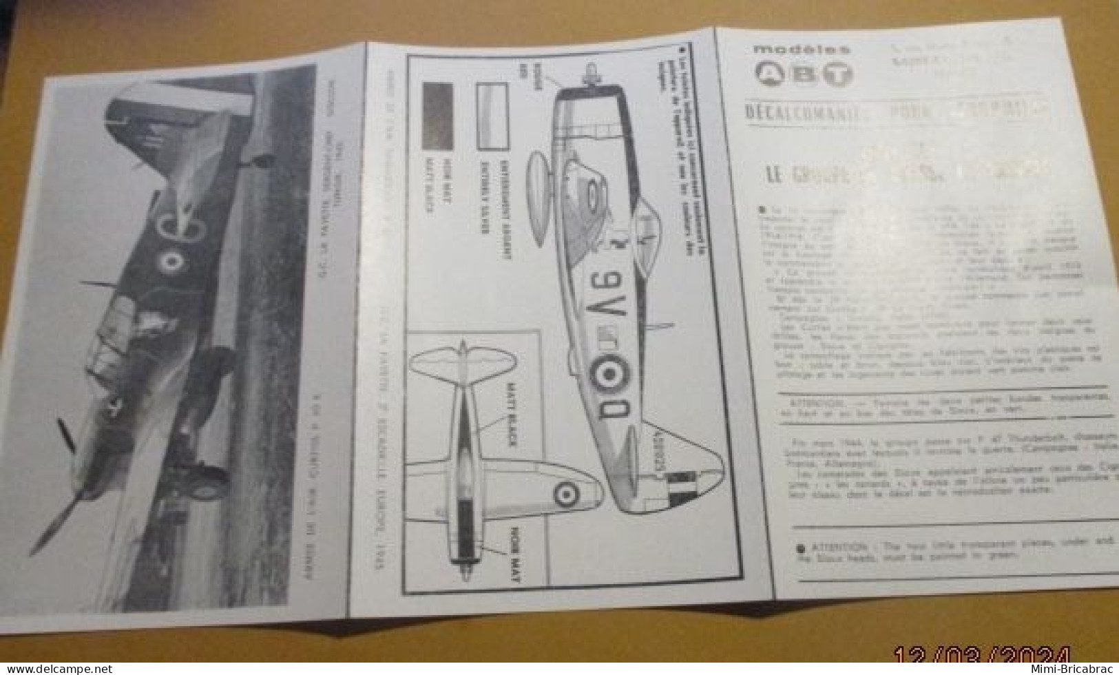 DEC24 : RARE Planche Décals ABT 1/72 ARMEE DE L'AIR 1943 GC LA FAYETTE P-40F ET P-47D - Avions