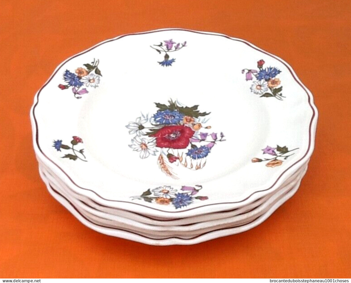 5 Assiettes Creuses Anciennes  Faïences De Sarreguemines   Modèle Agreste - Plats