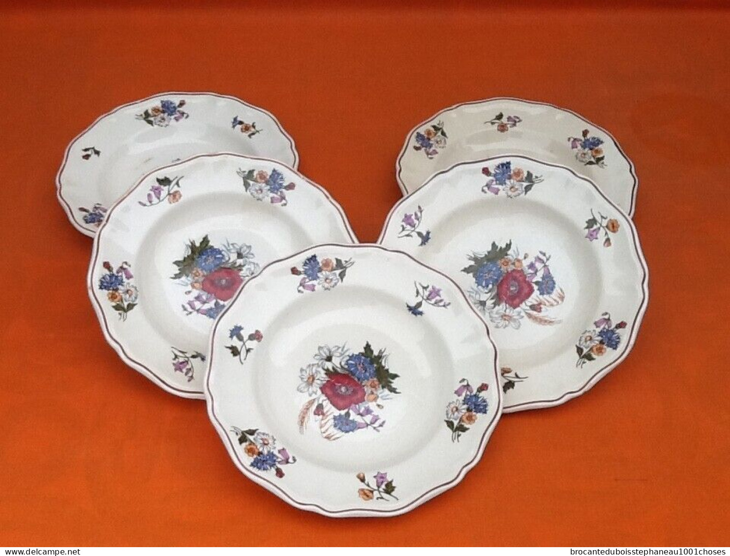 5 Assiettes Creuses Anciennes  Faïences De Sarreguemines   Modèle Agreste - Dishes