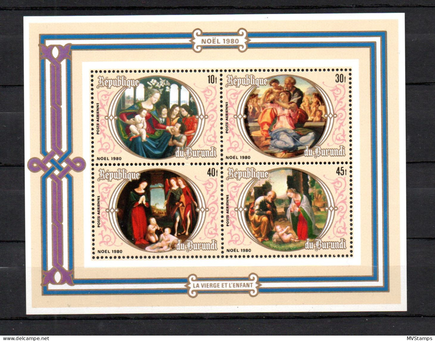 Burundi 1980 Sheet Art/paintings/christmas Stamps (Michel Block 114) MNH - Unused Stamps