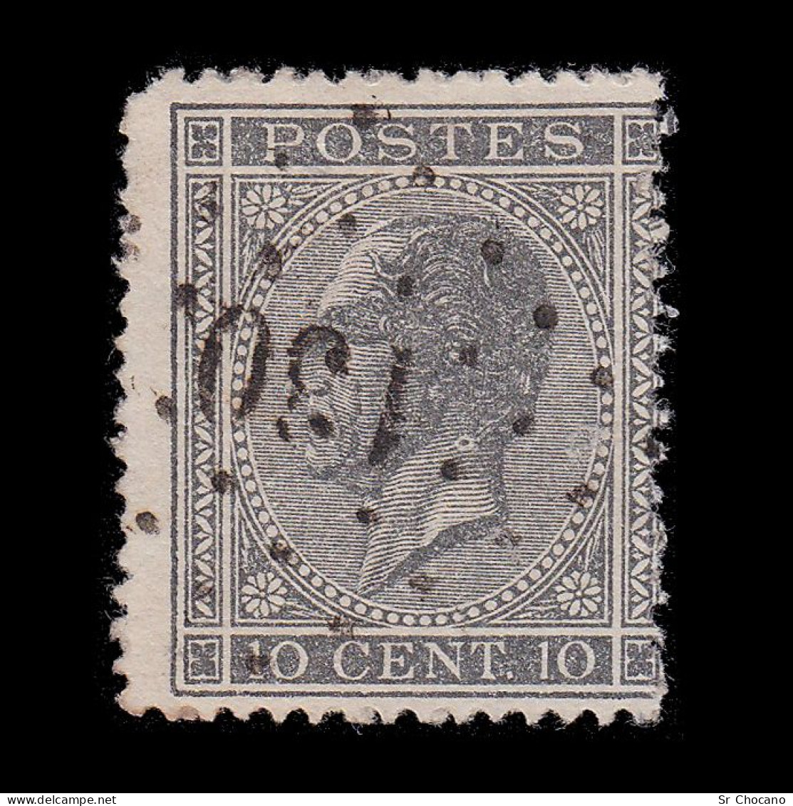 BELGIUM.1867.King Leopold I.10c.SCOTT 18.CANCEL 180. - 1866-1867 Coat Of Arms