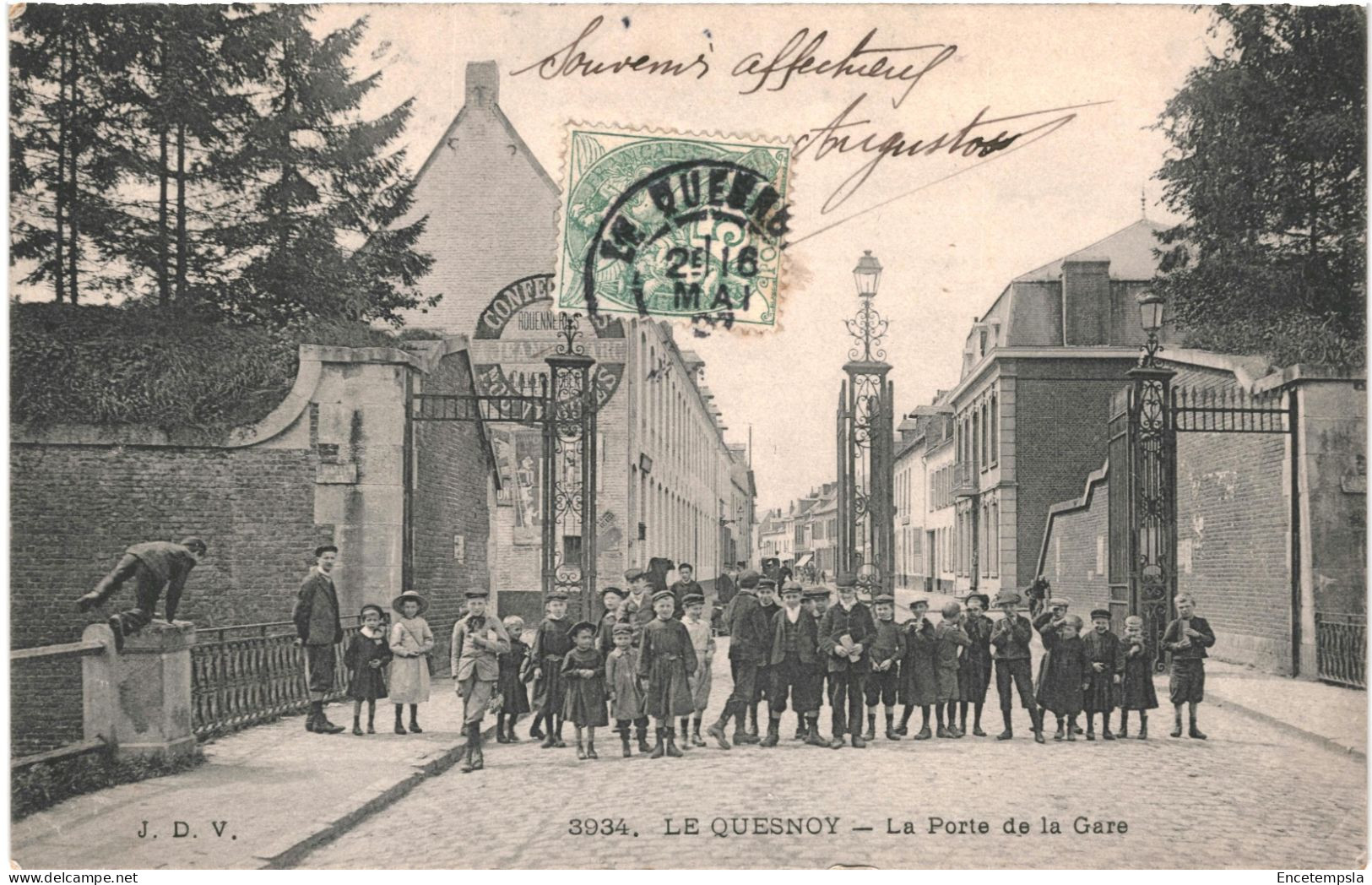 CPA Carte Postale France Le Quesnoy  Porte De La Gare Animée  1907 VM78446ok - Le Quesnoy