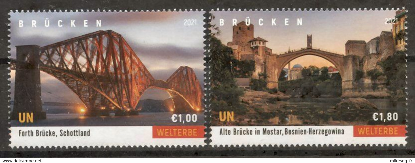 ONU Vienne 2021 - Unesco - Patrimoine Mondial "Waterways, Railways And Bridges" Détachés De Feuille ** - Unused Stamps