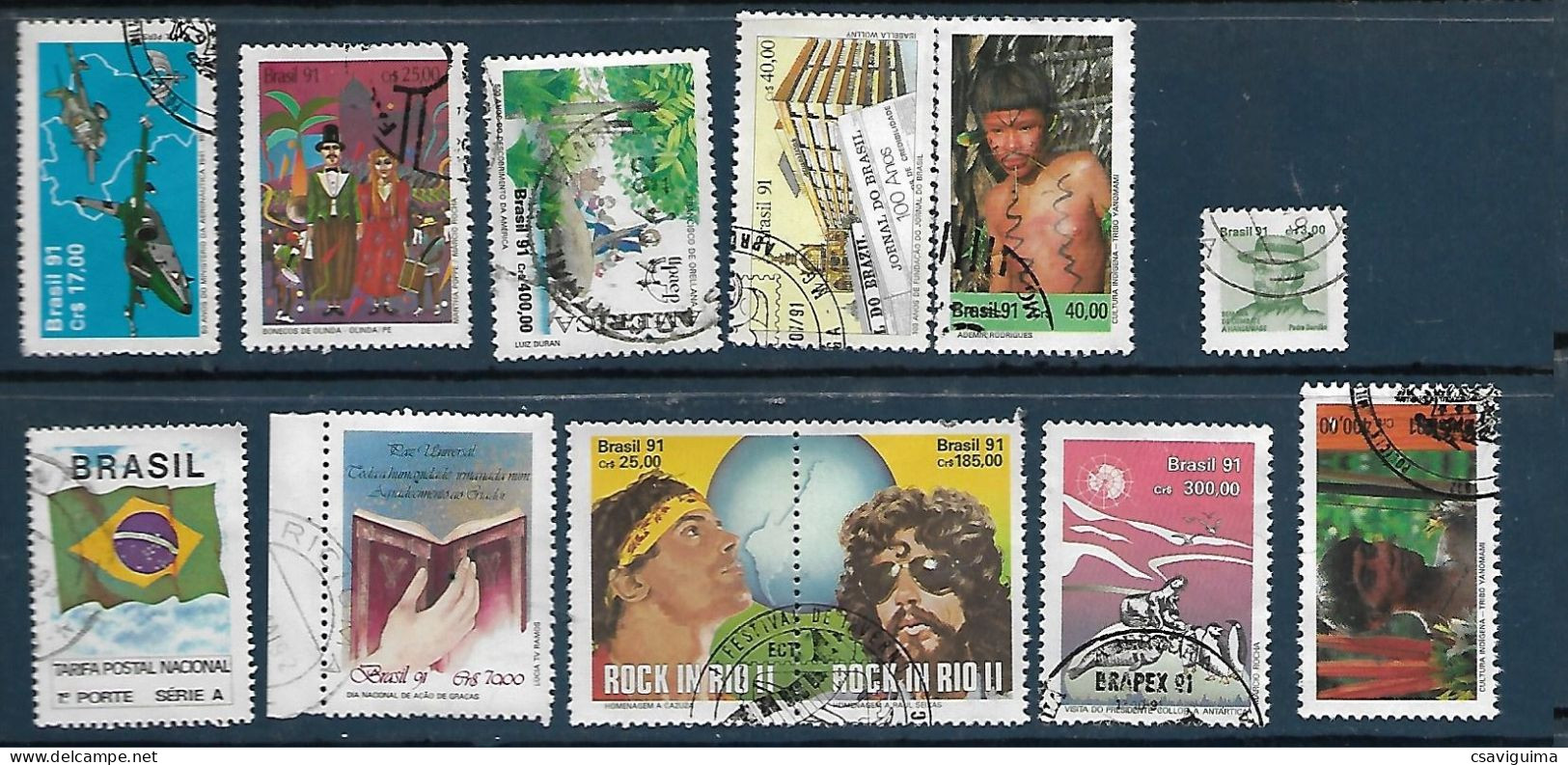 Brasil (Brazil) - 1991 - Set 11 Stamps: Used, Hinged (#10) - Oblitérés