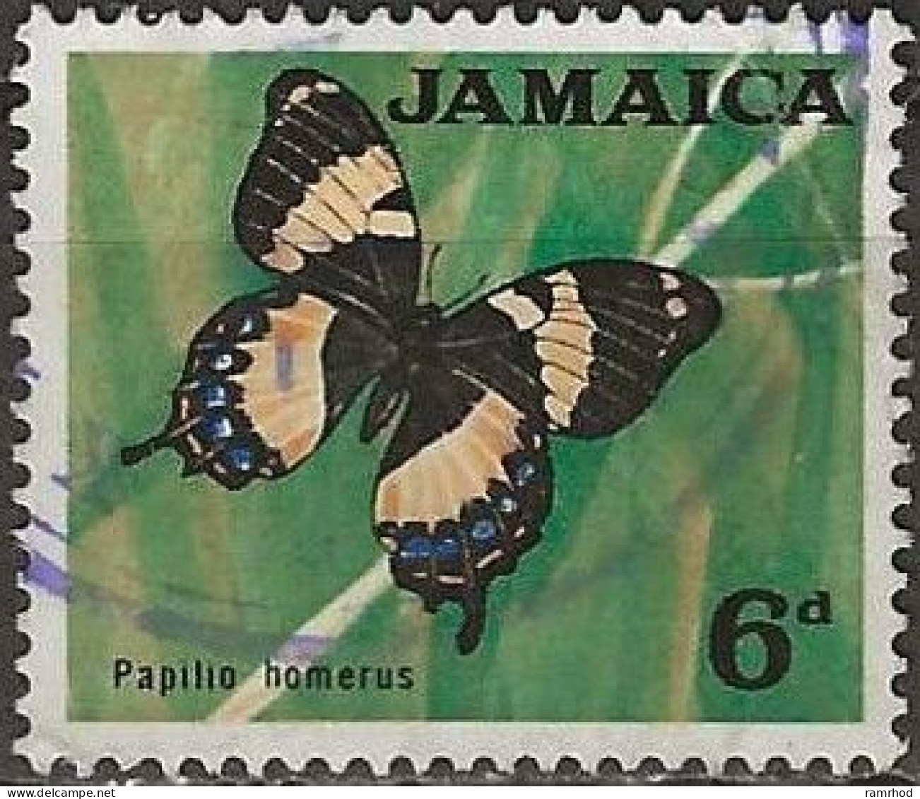 JAMAICA 1964 Papilio Homerus (Butterfly) - 6d. - Multicoloured FU - Jamaica (1962-...)