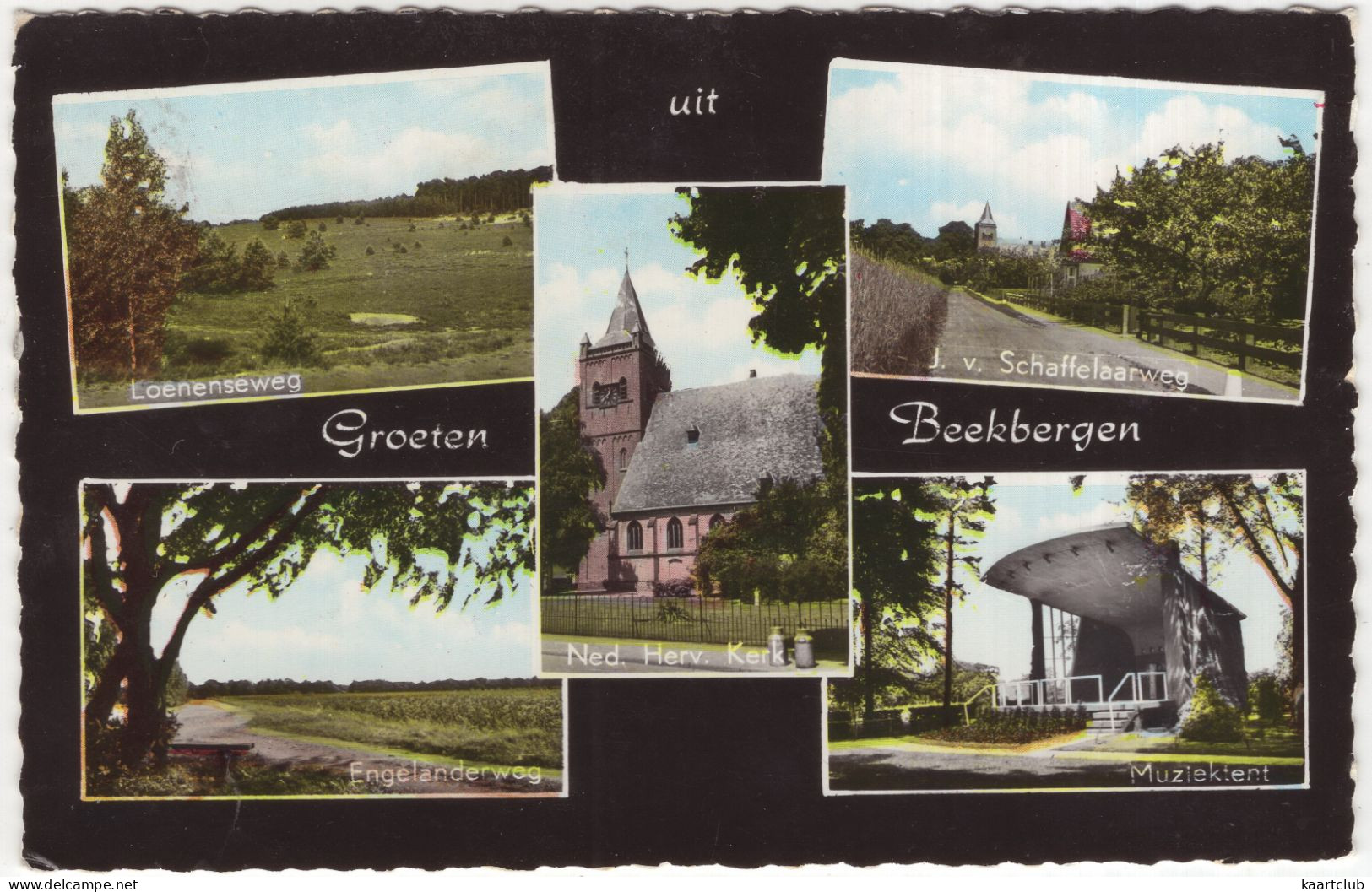 Groeten Uit Beekbergen: Loenenseweg, J.v.Schaffelaarweg, Engelanderweg, Muziektent, NH Kerk - (Nederland/Holland) - Apeldoorn