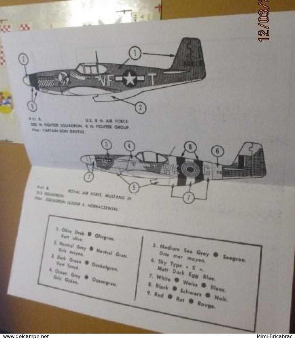 DEC24 : RARE Planche Décals ABT 1/48 3 DECOS POUR P-51B MUSTANG : UN RAF ET UN USAAF - Vliegtuigen