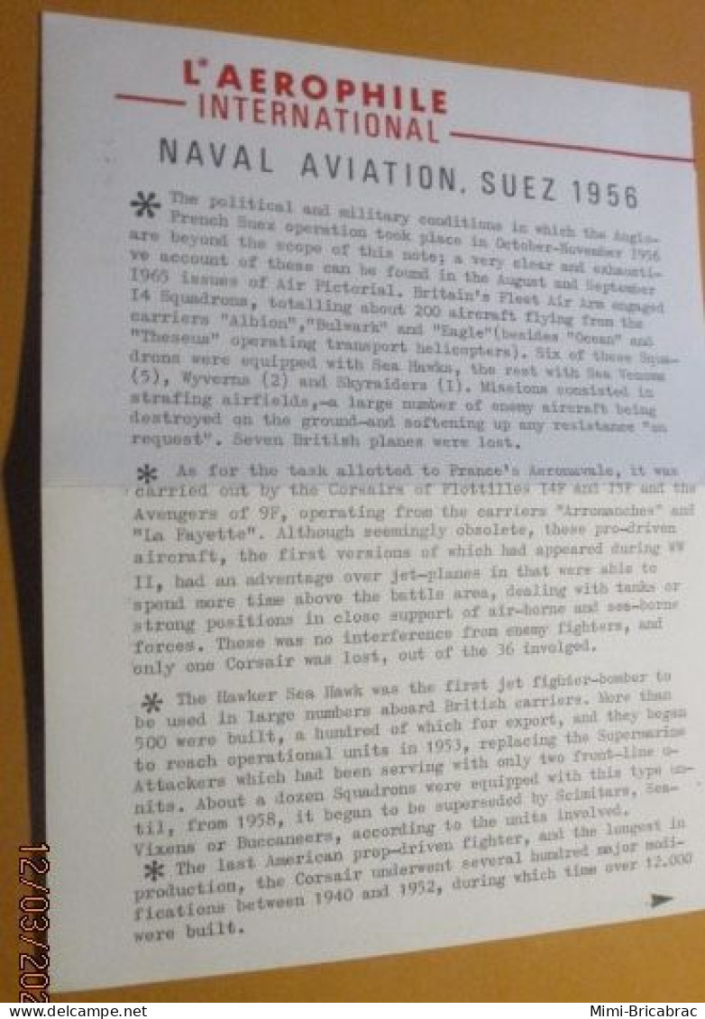 DEC24 : RARE Planche Décals ABT 1/72e AFFAIRE DE SUEZ 1956 CORSAIR AERONAVALE ET SeAHAWK ROYAL NAVY - Avions