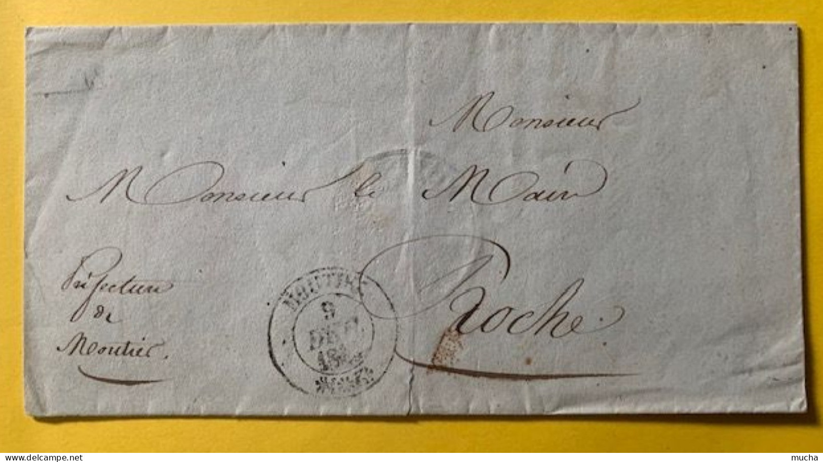 70039 - Lettre Préfecture De Moutier 09.12.1843  Pour Le Maire De Roche - 1843-1852 Timbres Cantonaux Et  Fédéraux