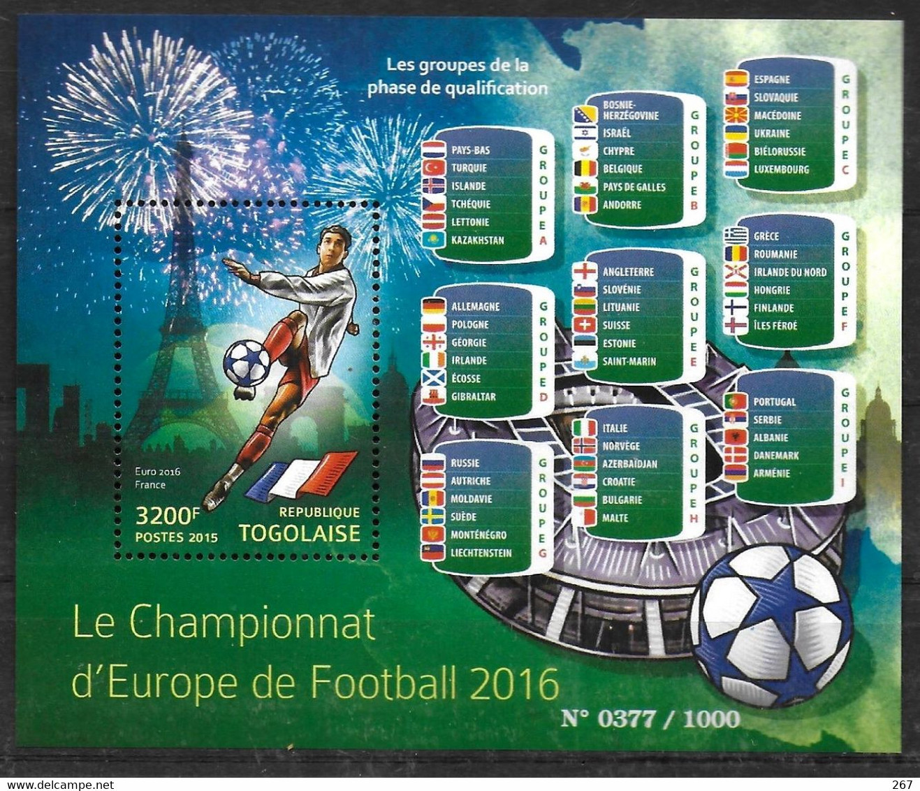 TOGO   BF 1026 * *   ( Cote 19e ) Euro 2016  Football Soccer Fussball - Europees Kampioenschap (UEFA)