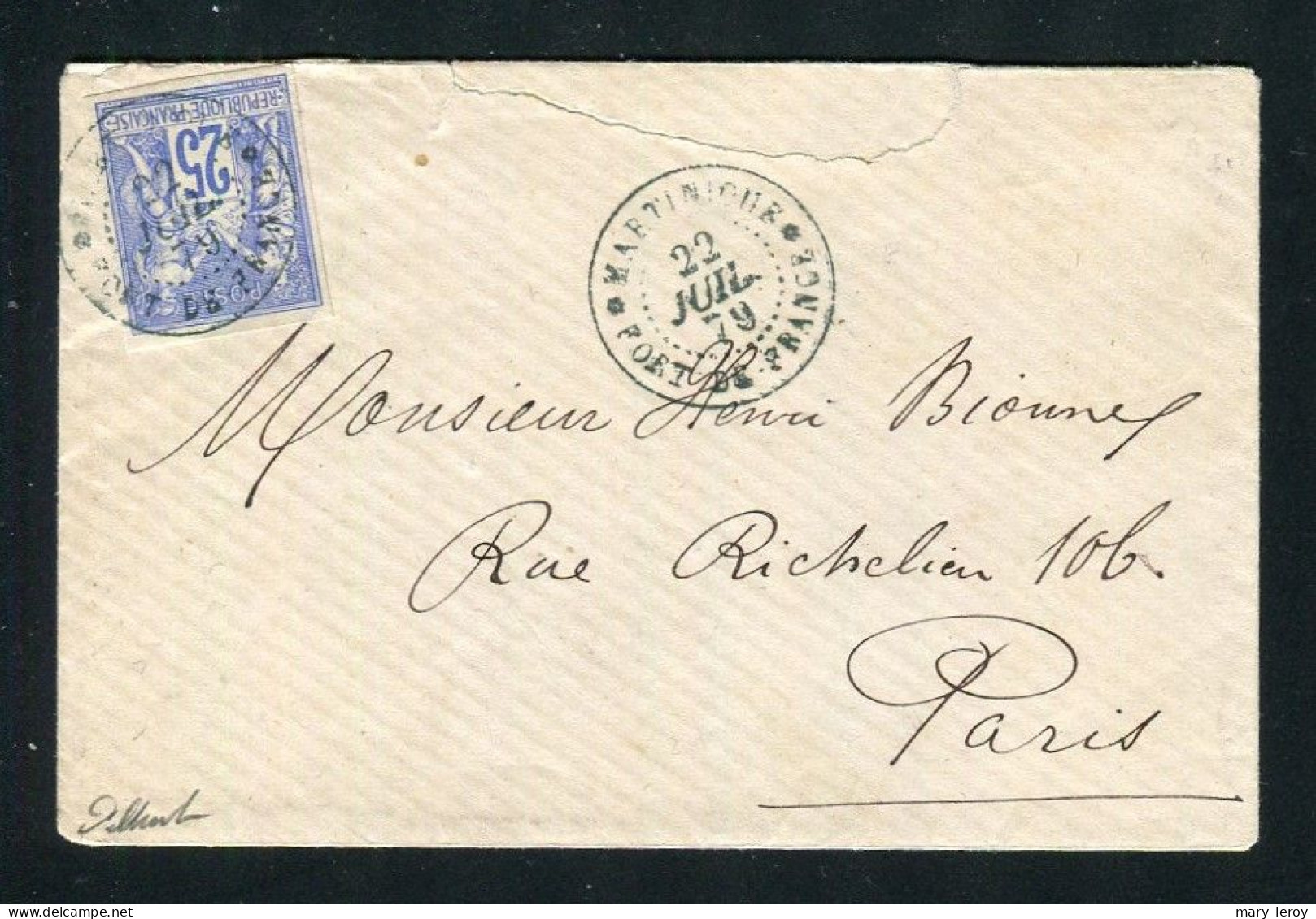 Superbe Lettre De Fort De France Pour Paris ( 1879 ) Avec Un N° 35 - Sage