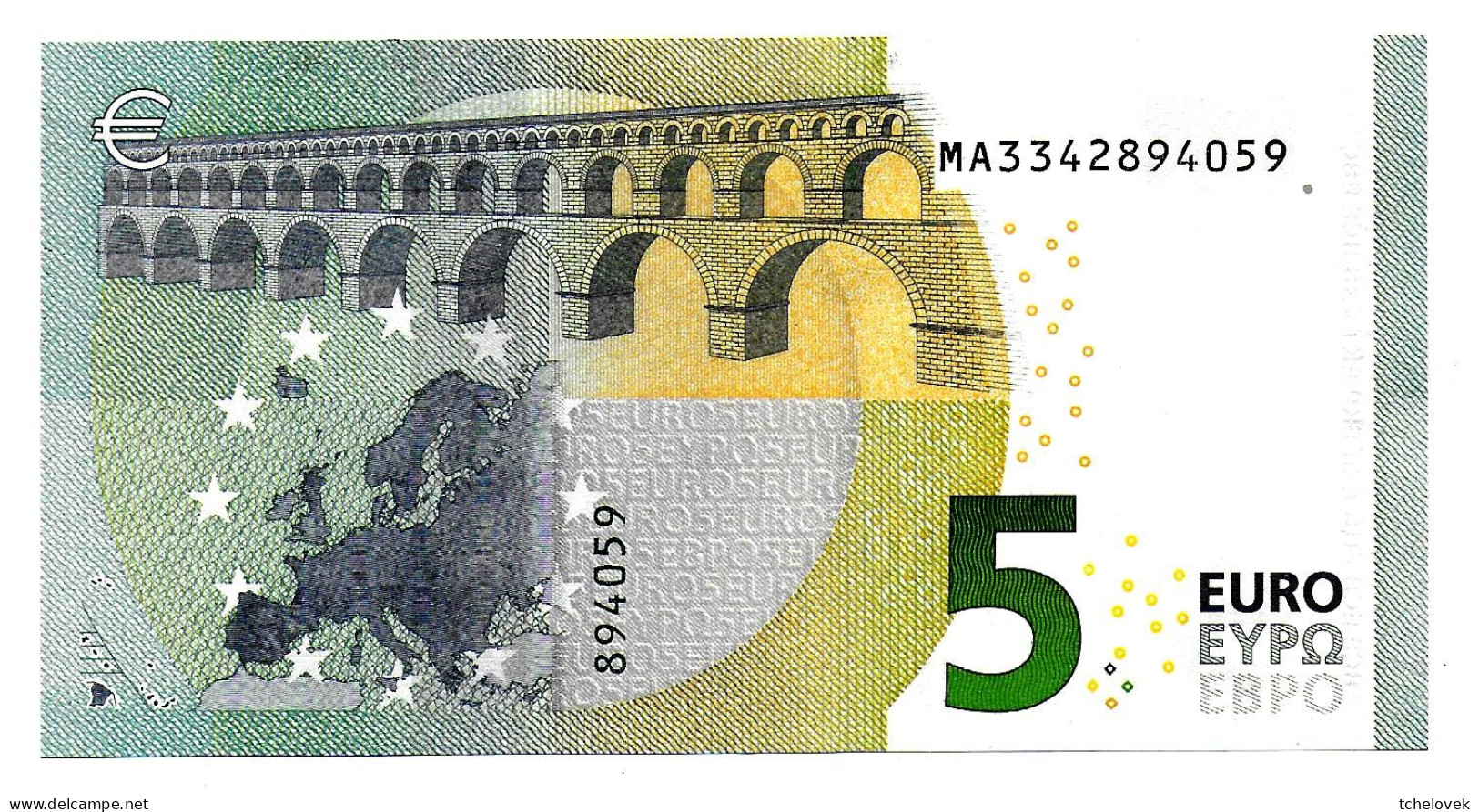 (Billets). 5 Euros 2013 Serie MA, M005I6 Signature 3 Mario Draghi N° MA 3342894059 UNC - 5 Euro