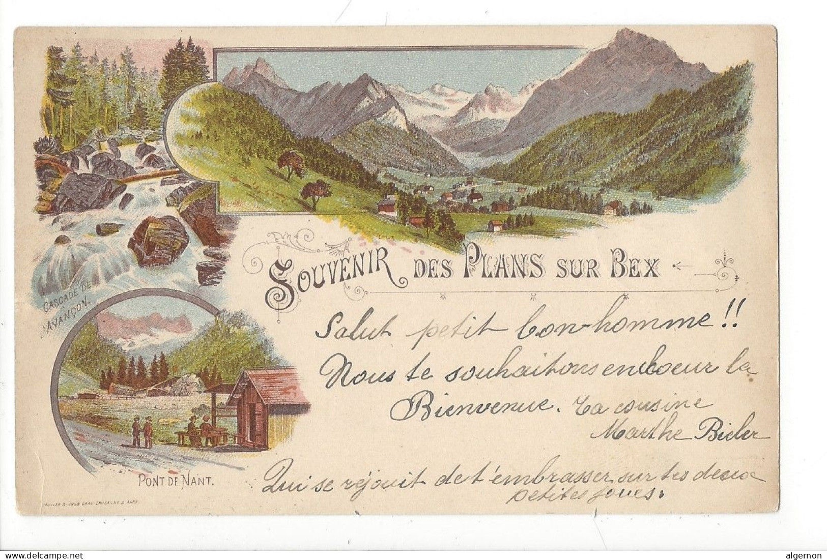 32089 - Souvenir Des Plans Sur Bex En 1898 Pont De Nant Cascade De L'Avançon - Bex