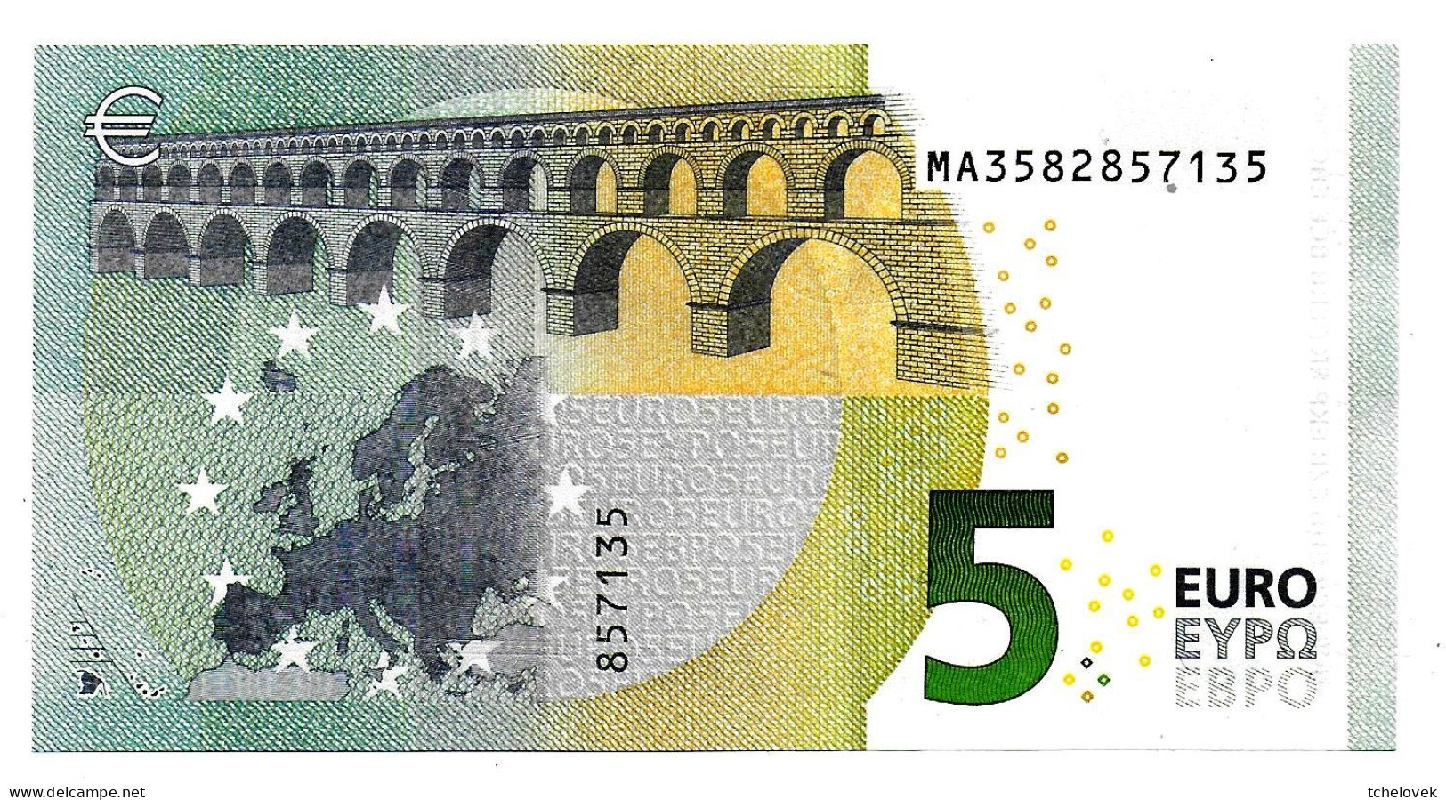 (Billets). 5 Euros 2013 Serie MA, M005G1 Signature 3 Mario Draghi N° MA 3582857135 UNC - 5 Euro