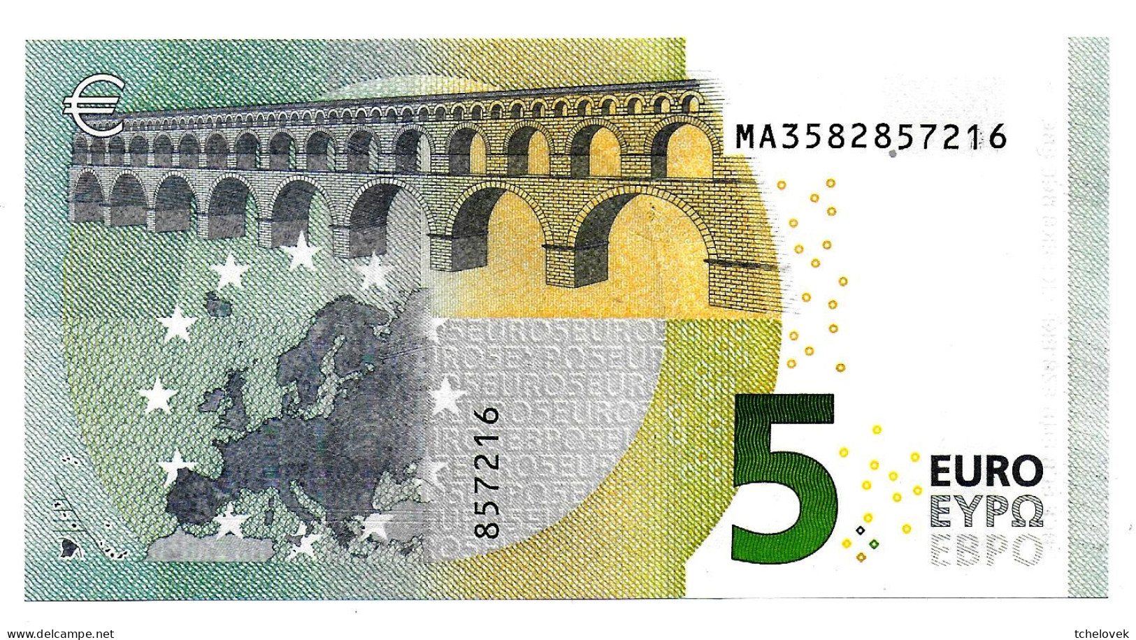 (Billets). 5 Euros 2013 Serie MA, M005G1 Signature 3 Mario Draghi N° MA 3582857216 UNC - 5 Euro