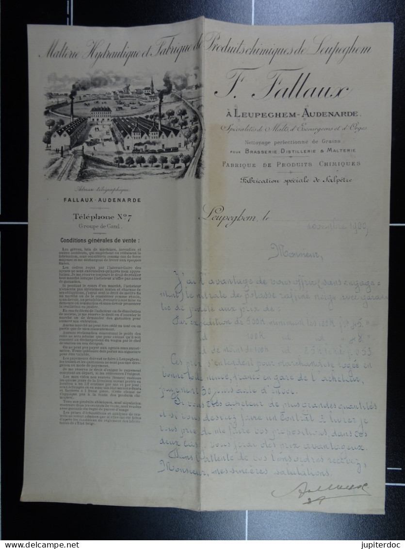 Malterie Hydraulique Et Fabrique De Produits Chimiques De Leupegem - Audenarde 1900  /50/ - Chemist's (drugstore) & Perfumery