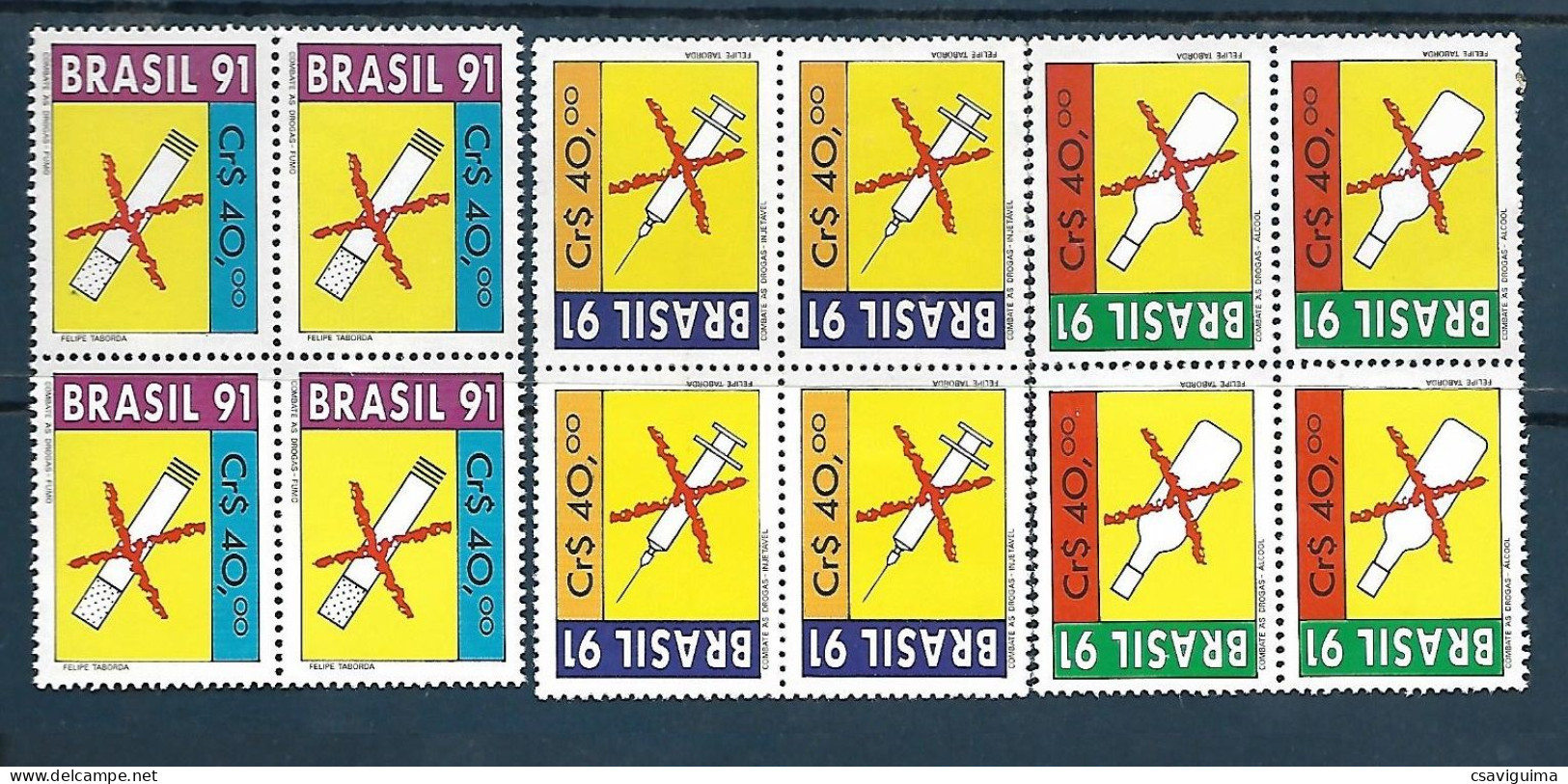 Brasil (Brazil) - 1991 - Block Of 4: Against Drugs - Yv 2012/14 - Drogen