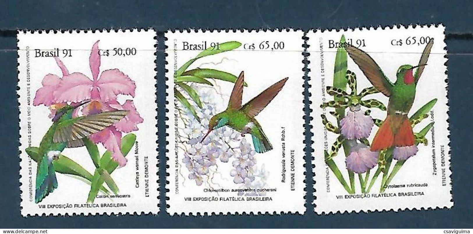 Brasil (Brazil) - 1991 - Birds: Hummingbirds And Orchids - Yv 2040/42 - Segler & Kolibris