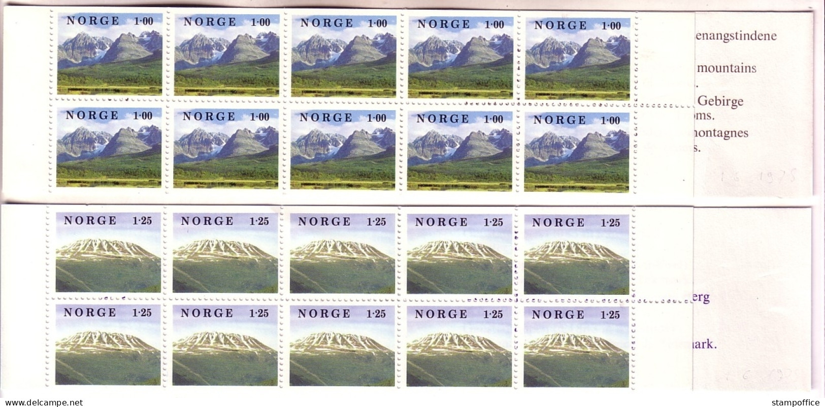 10 X NORWEGEN MH Mit MI-NR. 771-772 POSTFRISCH(MINT) LANDSCHAFTEN 1978 - Booklets