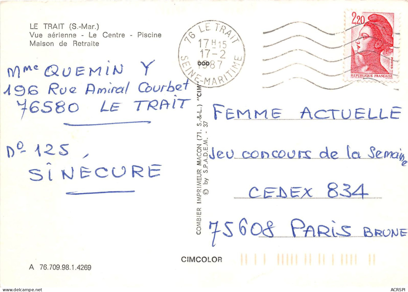 LE TRAIT  PISCINE   (scan Recto-verso) NAD002 - Allouville-Bellefosse