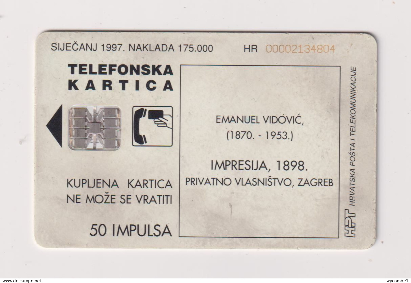 CROATIA -  Emanuel Vidovic Painting Chip  Phonecard - Kroatië