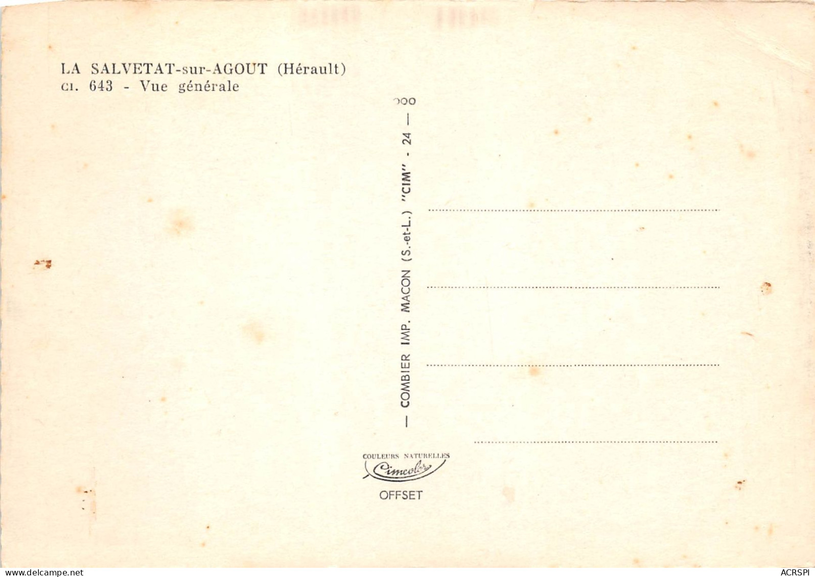 Herault LA SALEVETA SUR AGOUT Vue Generale(SCAN RECTO VERSO)NONO0064 - La Salvetat
