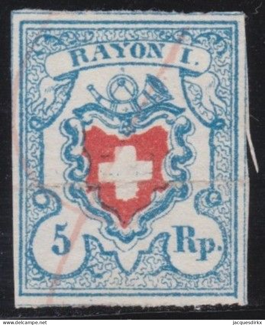 Suisse   .  Yvert  .    14  (2 Scans)   Pli Horizontal   .     O        .    Oblitéré - 1843-1852 Kantonalmarken Und Bundesmarken