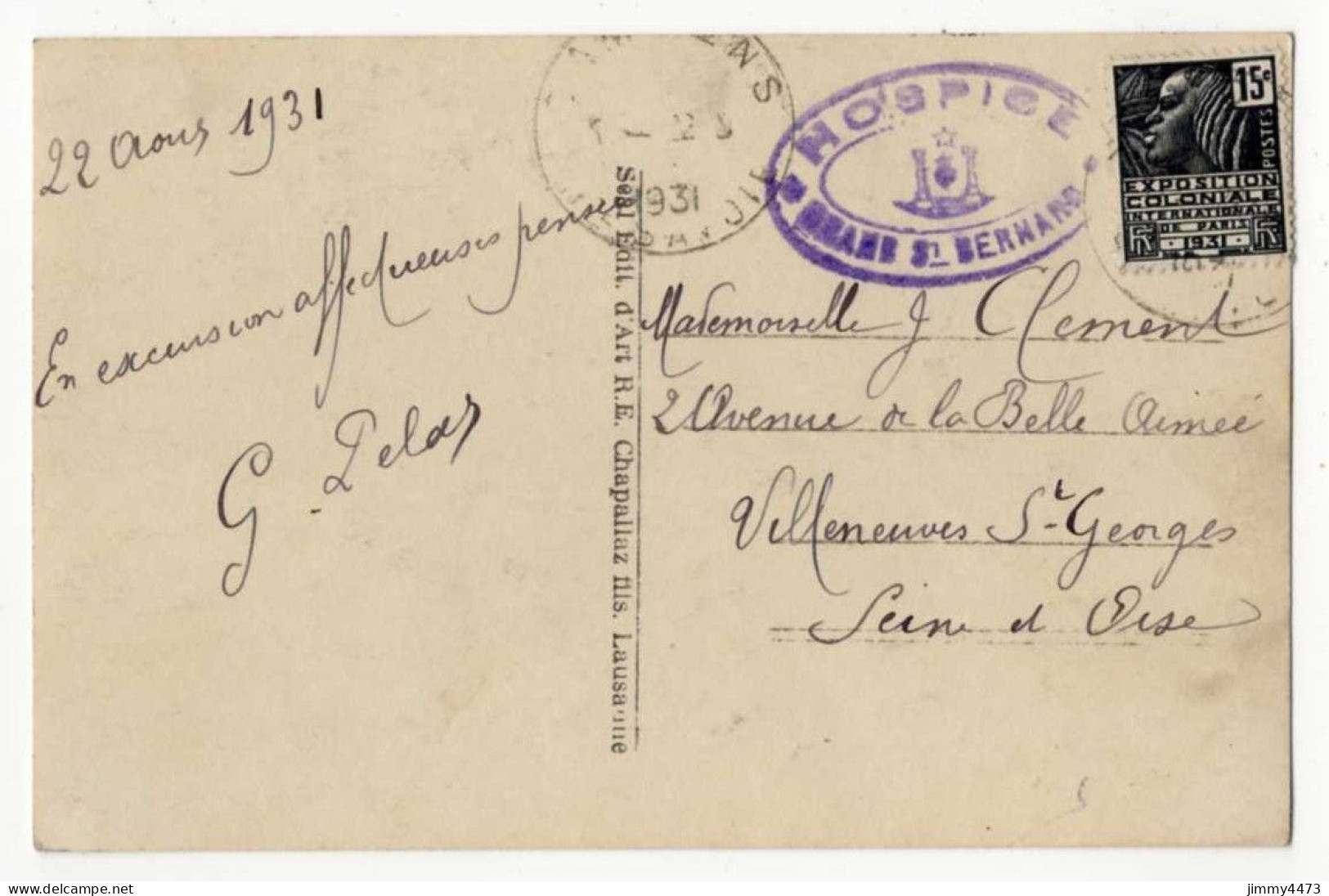 CPA - HOSPICE Du Grand Saint Bernard Et Route Napoléon En 1931 - VS Valais - N° 3771 - Seal Edit. D'Art R. E. - Bourg-Saint-Pierre 