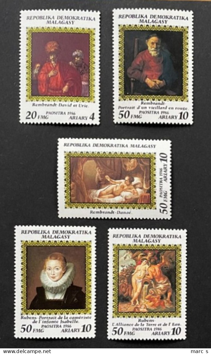 MADAGASCAR 1986 - NEUF**/MNH - Série Complète Mi 1013 / 1017 - YT 766 / 770 - PAINTERS PEINTRES RUSSES - Madagascar (1960-...)