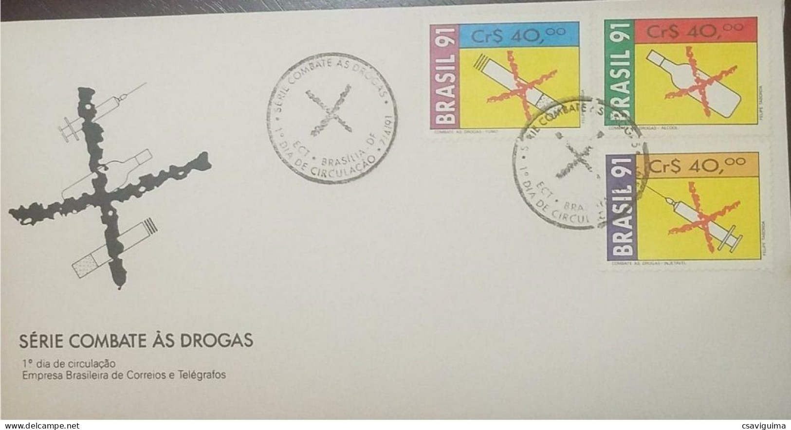 Brasil (Brazil) - 1990 - FDC: Combat Drugs - Yv 2012/14 - Drugs