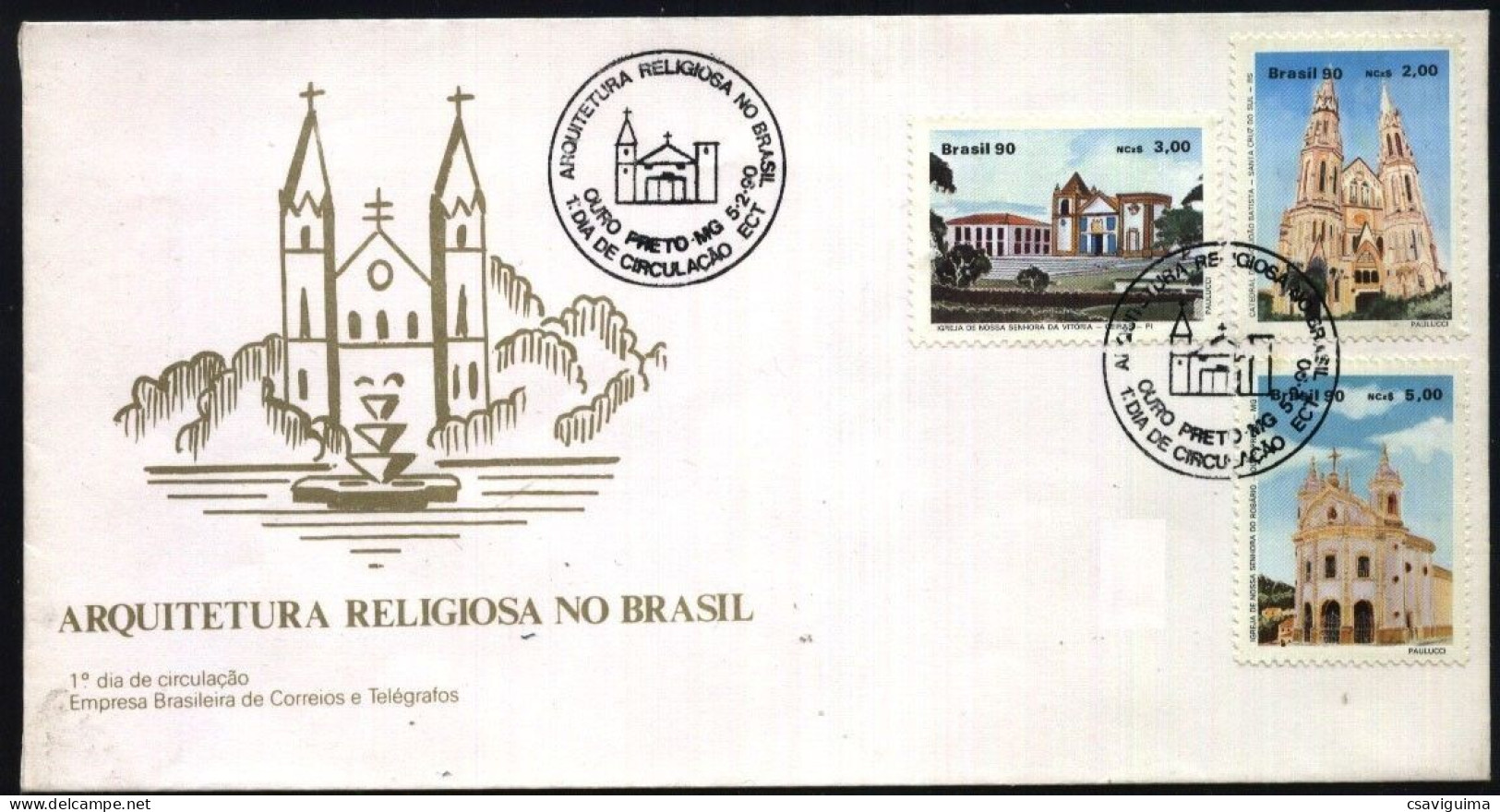 Brasil (Brazil) - 1990 - FDC: Churchs - Yv 1950/52 - Cristianismo