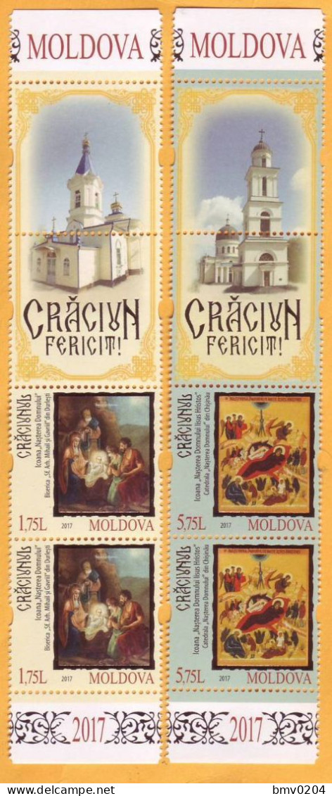 2017 Moldova Moldavie Moldau Christmas. Icons. Christianity. Church. 2х2v Mint - Cristianismo