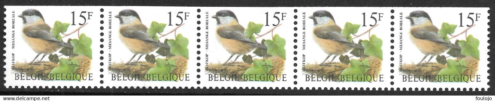 R96 Pie-grièche écorcheur Bande De 5 Timb. Avec N° 5 Chiffres Les Timbres Sont Rognés En Haut (lot 85 - Rollen