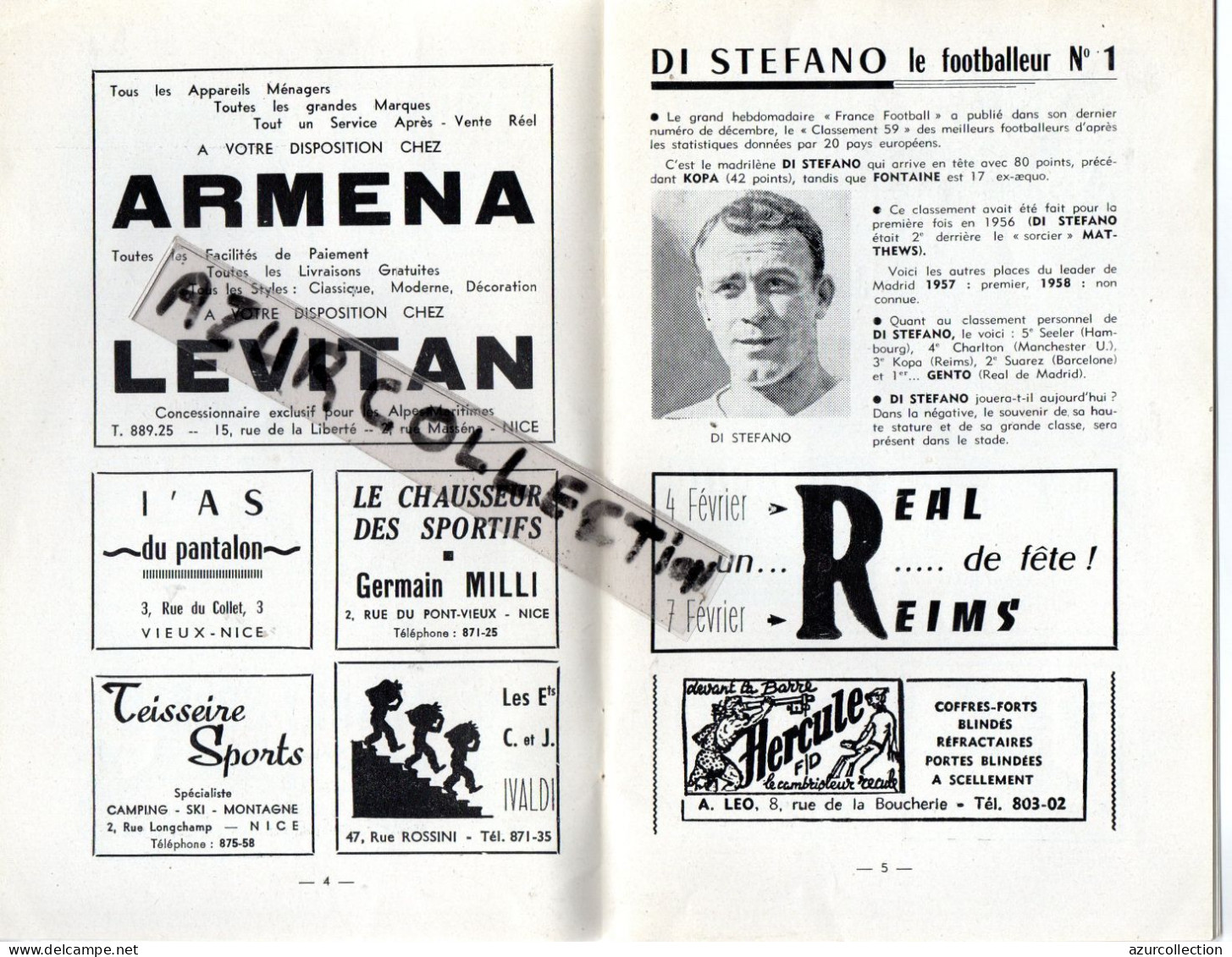 1/4 FINALE COUPE EUROPE . NICE / REAL DE MADRID . 1960. NUMERO SPECIAL. 24 PAGES - Altri & Non Classificati