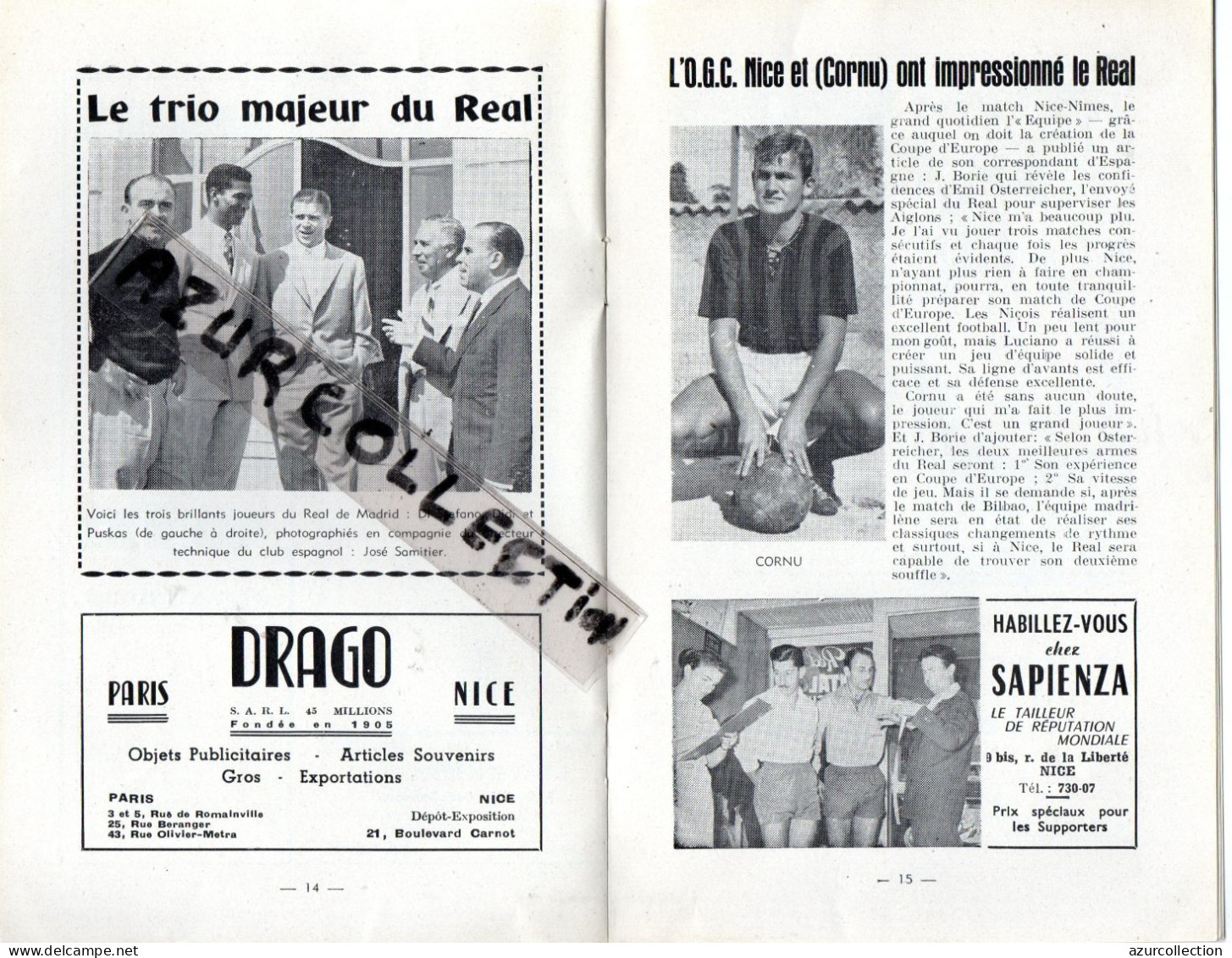 1/4 FINALE COUPE EUROPE . NICE / REAL DE MADRID . 1960. NUMERO SPECIAL. 24 PAGES - Altri & Non Classificati