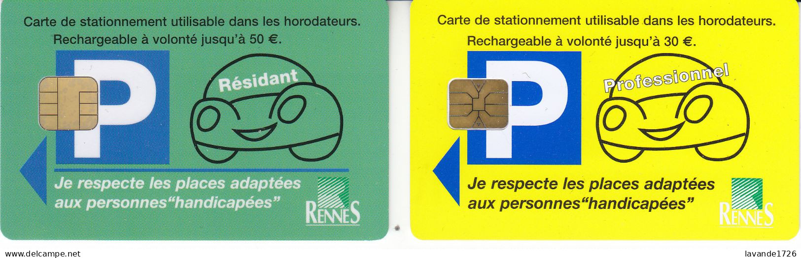 Lot De 2 Cartes De Stationnement De RENNES - Parkeerkaarten