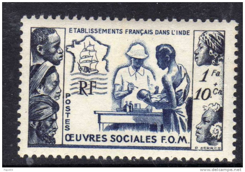 Inde N° 254 XX  Au Profit Des Oeuvres Sciales De La France D'Outre-Mer Sans Charnière , TB - Unused Stamps