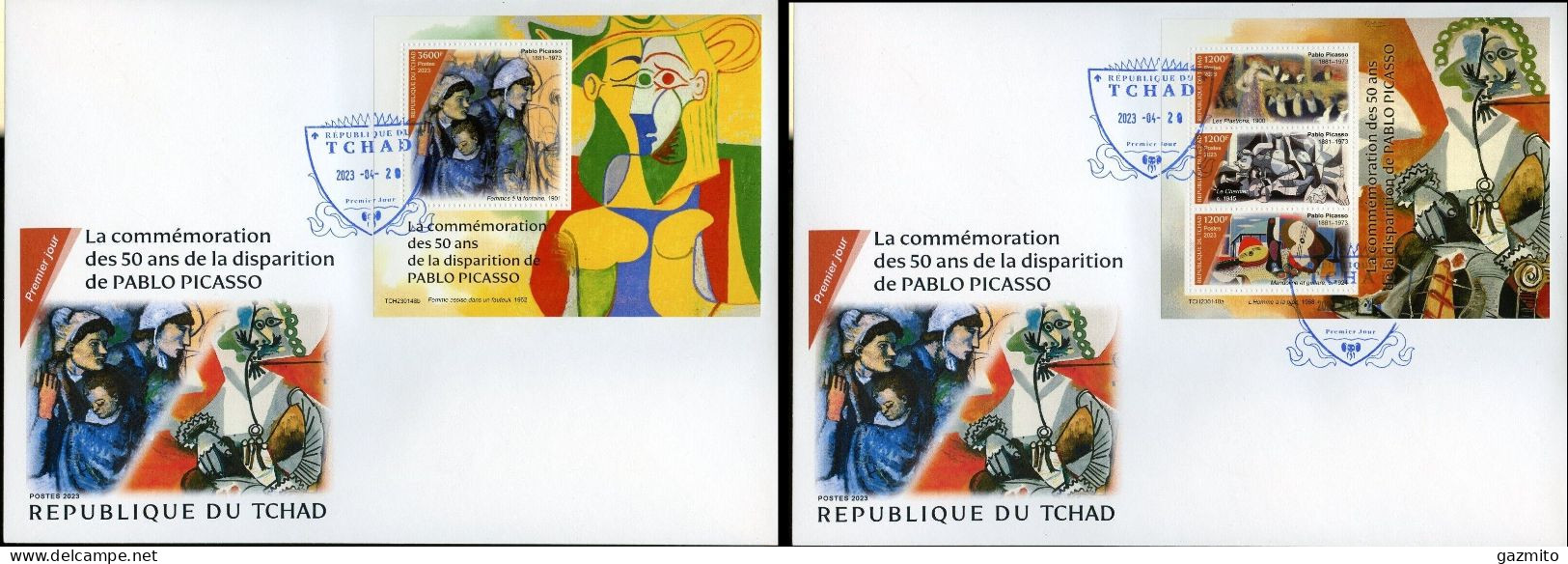 Tchad 2023, Art, Picasso, 3val In BF +BF In 2FDC - Picasso
