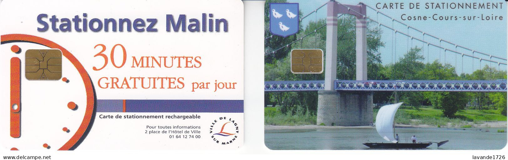 Lot De 2 Cartes De Stationnement De LAGNY/MARNE Et COSNE-COURS-SUR LOIRE - Scontrini Di Parcheggio