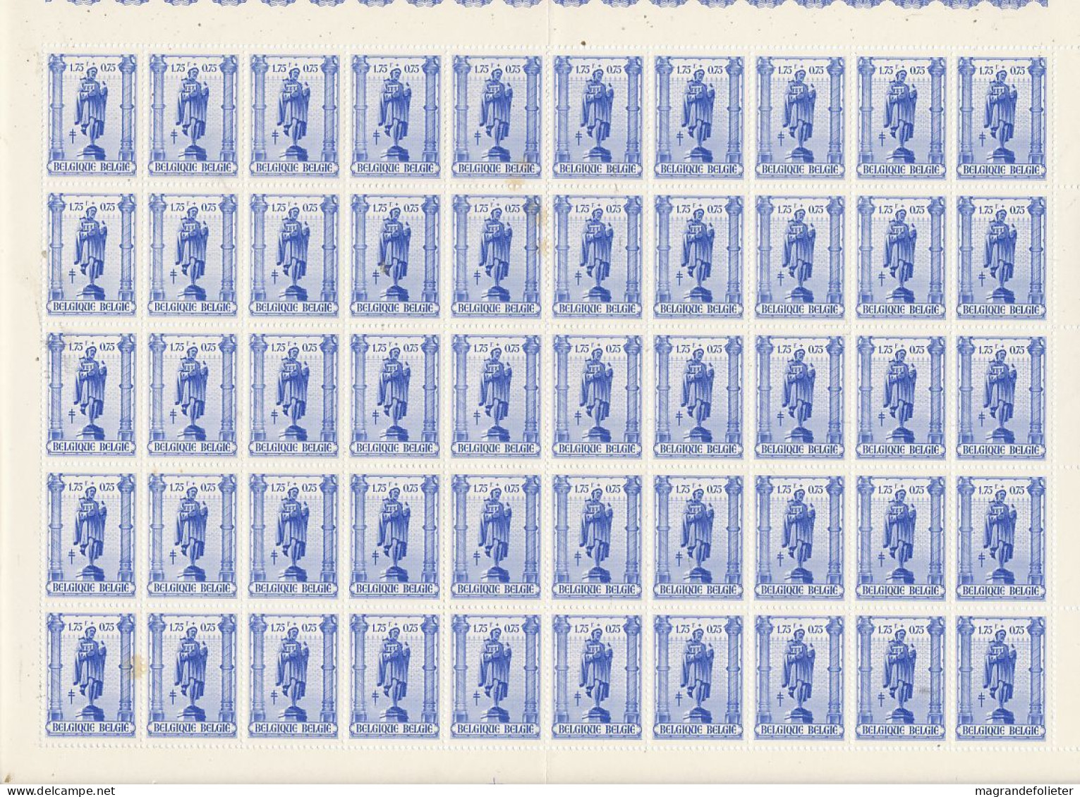 TIMBRE STAMP ZEGEL BELGIQUE  EXEPTIONNELLE 8 PLANCHES DE 50 X LA SERIE 615-622 TBE AVEC GOMME  XX