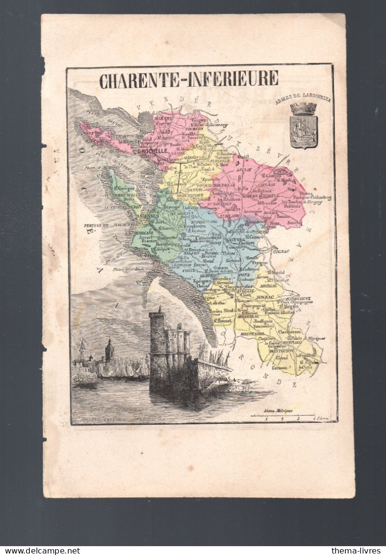 Carte Départementale Couleur  XIXe ..  Recto; CHER  Verso CHARENTE INFERIEURE    (M6423  B) - Cartes Géographiques