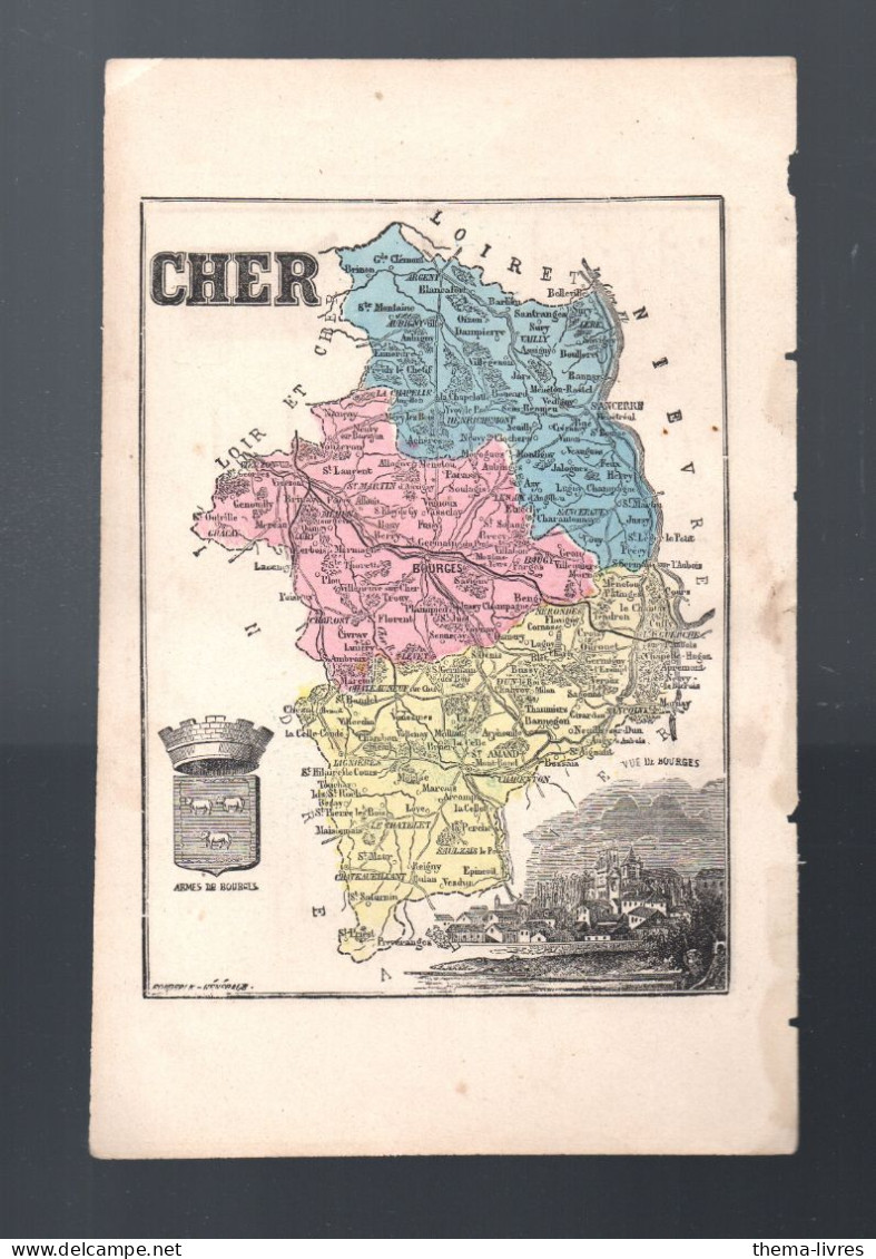 Carte Départementale Couleur  XIXe ..  Recto; CHER  Verso CHARENTE INFERIEURE    (M6423  B) - Cartes Géographiques