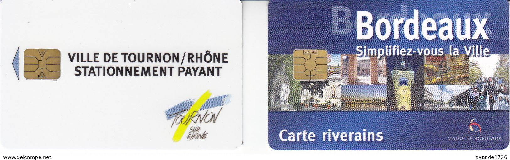 Lot De 2 Cartes De Stationnement De TOURNON S/RHONE Et BORDEAUX - Tarjetas De Estacionamiento (PIAF)